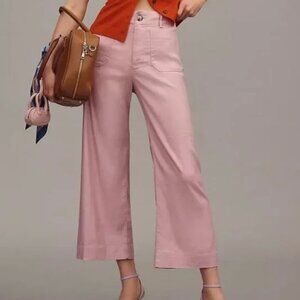 Colette Linen Stretch Wide Leg Cropped Pants